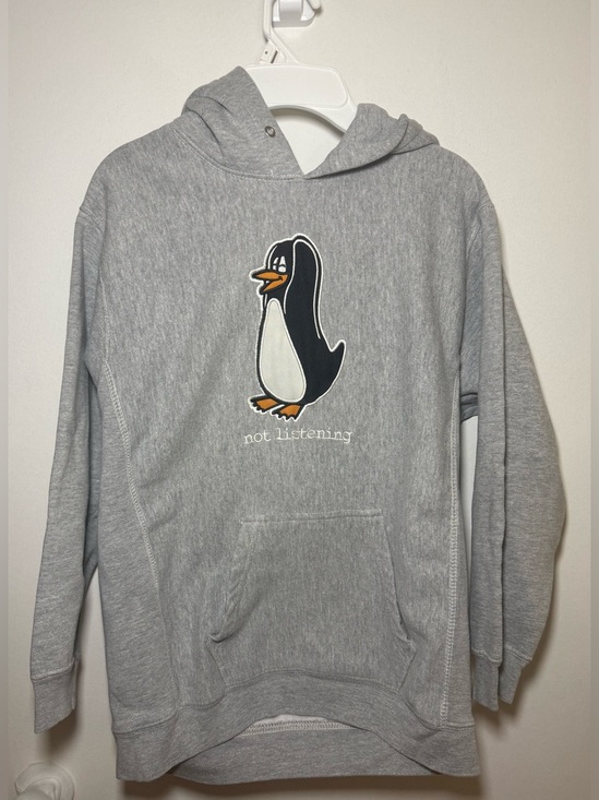 Steve & Barry's Other - Steve & Barry's Vintage 90's Gray Penguin Graphic Hoodie "Not Listening" Kids L